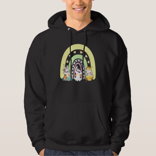 Cute Heart Easter Rainbow  Bunny Happy Easter Day  Hoodie