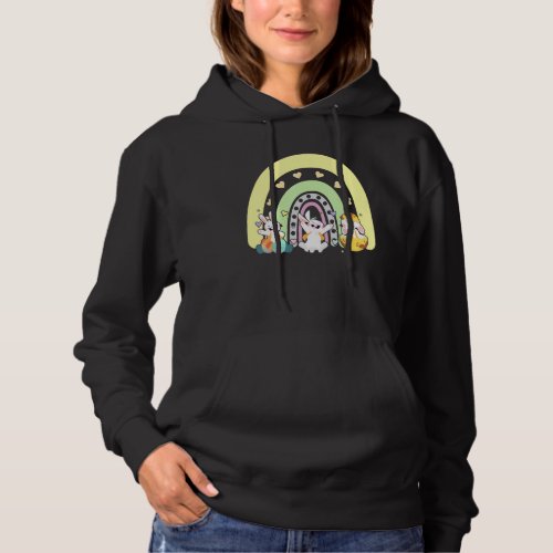 Cute Heart Easter Rainbow  Bunny Happy Easter Day  Hoodie
