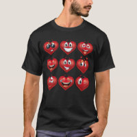 Cute Heart Emojis Gift Valentines Day Emoji T-Shirt