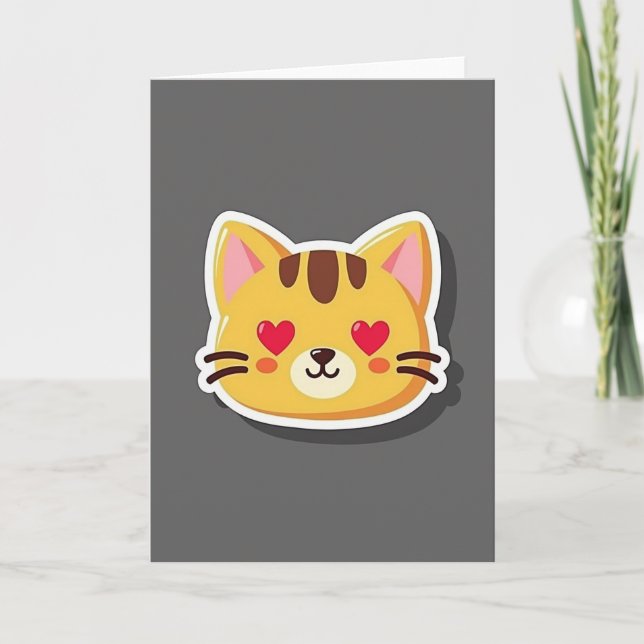 Cute Heart Eye Cat Love Card (Front)
