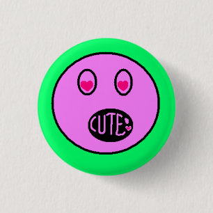 CUTE Heart Eyes Emoji Pastel Pixel Art Button
