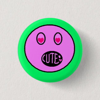 CUTE Heart Eyes Emoji Pastel Pixel Art Button