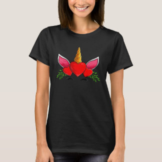 Cute Heart Face Unicorn Apparel Valentines Day Wom T-Shirt