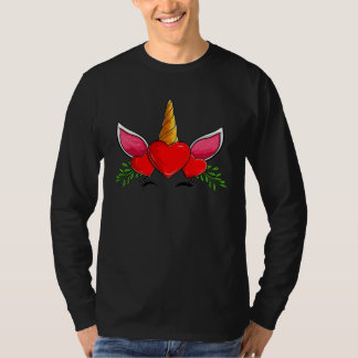 Cute Heart Face Unicorn Apparel Valentines Day Wom T-Shirt