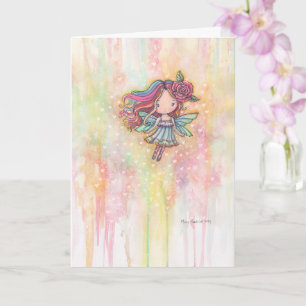 Cute Heart Fairy Watercolor Artwork Card