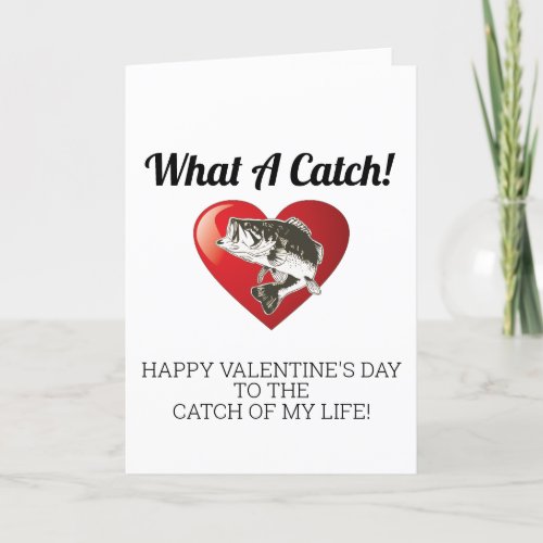 Cute Heart Fish What a Catch Love Valentines Day Holiday Card
