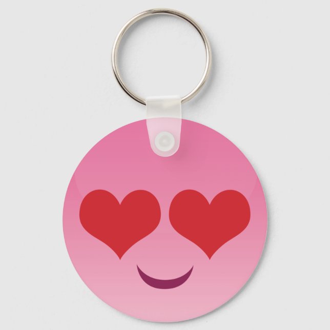 Cute Heart for Eyes Pink emoji Keychain (Front)