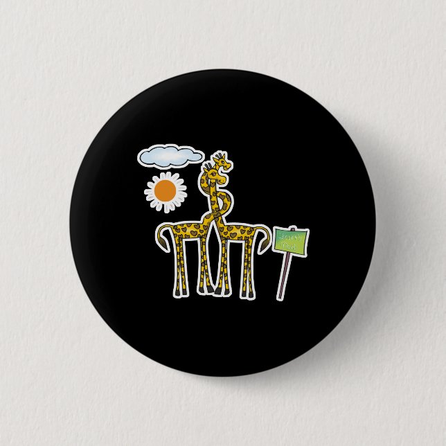cute heart giraffes in love pinback button (Front)