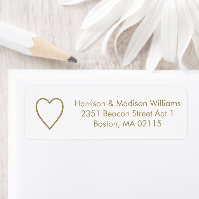 Cute heart gold white custom Return Address Label (Insitu)