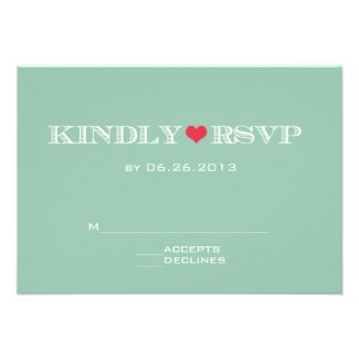 Mint Green Poppy Red RSVP Cards 