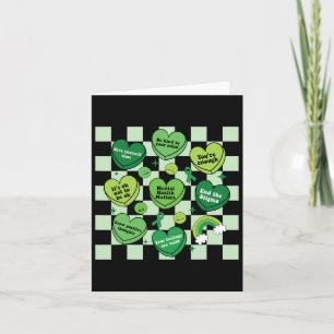 Cute Heart Green Ribbon Mental Health Problems Awa Card