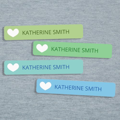 Cute Heart Green Turquoise Blue Labels