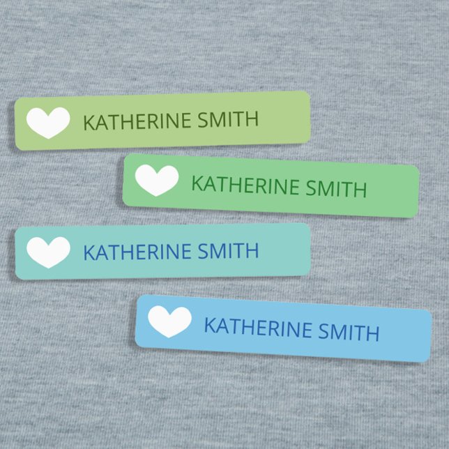 Cute Heart Green Turquoise Blue Labels (Creator Uploaded)
