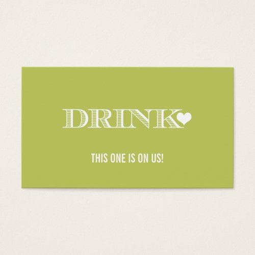 Cute Heart Green Wedding Drink Ticket Business Card Templates