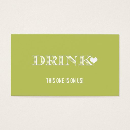 Customizable Cute Heart Green Wedding Drink Ticket Business Card Templates