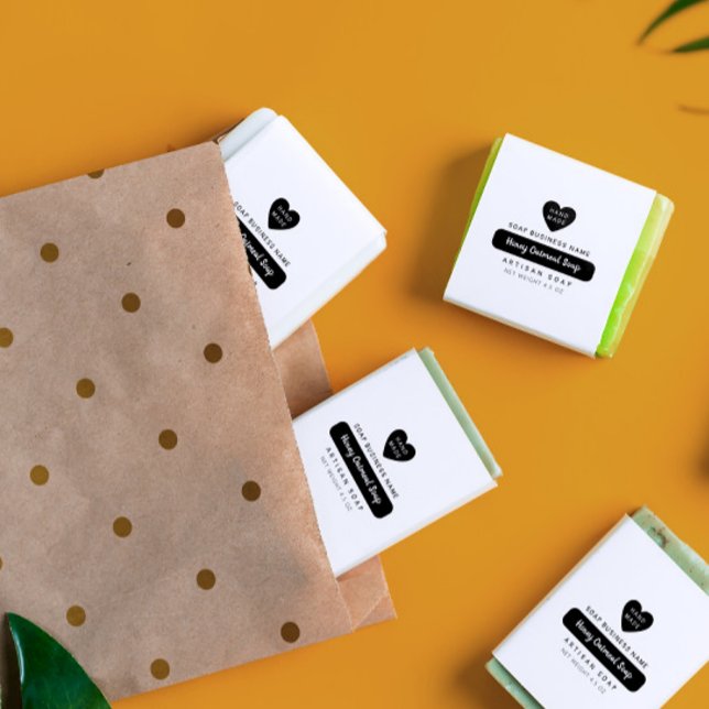 Cute Heart Handmade Product Name In Script Rubber Stamp (Creator Uploaded)