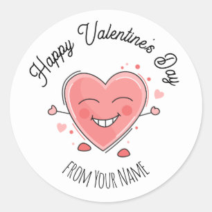 Cute heart Happy Valentine's Day   Classic Round Sticker