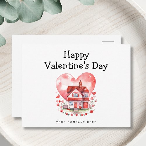 Cute Heart House Valentines Day Real Estate Holiday Postcard