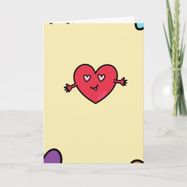 Cute Heart Hugs Love Card (Front)