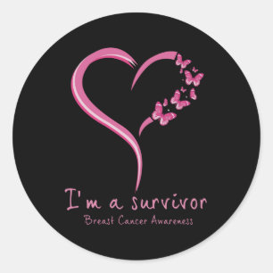 Cute Heart I’m A Survivor Breast Cancer Awareness Classic Round Sticker