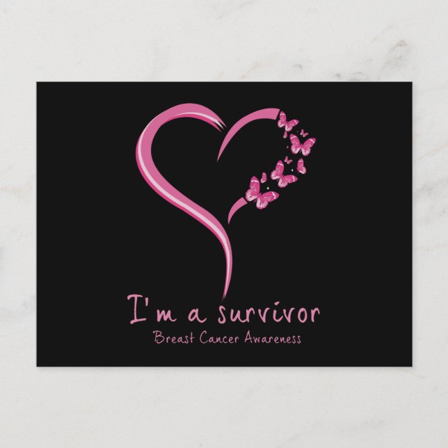 Cute Heart I’m A Survivor Breast Cancer Awareness Postcard (Front)