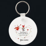 Cute heart illusration keychain<br><div class="desc">Cute heart illustration Valentine's day couple custom a sweet and romantic design featuring a cute couple inside a heart made of fairy lights. Perfect for showing your partner that you're 'stuck like glue' this Valentine's Day!</div>