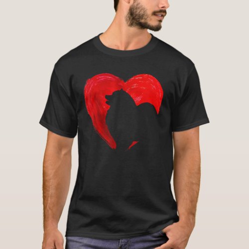Cute Heart Keeshond Dog Valentines Day Puppy Lover T_Shirt