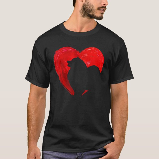 Cute Heart Keeshond Dog Valentines Day Puppy Lover T-Shirt (Front)