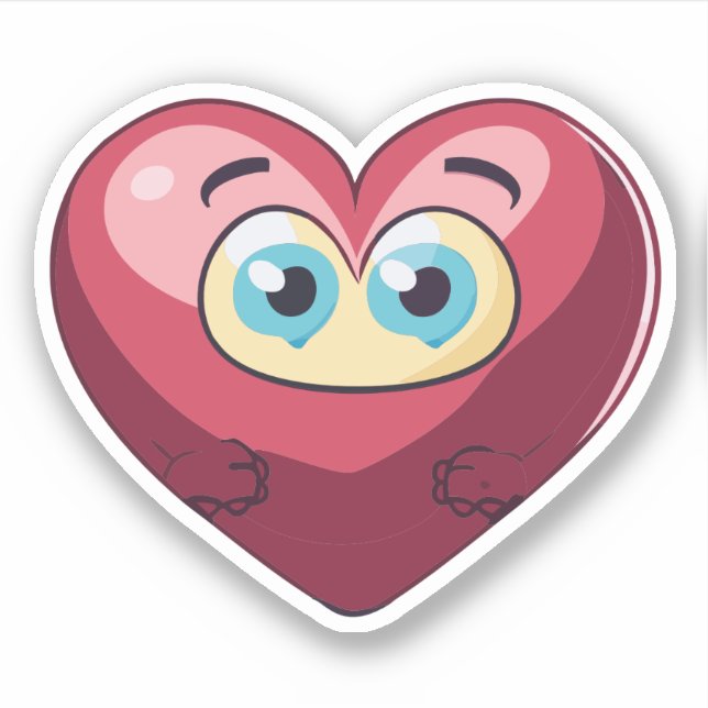Cute Heart Kids Cartoon Charactor Sticker (Front)