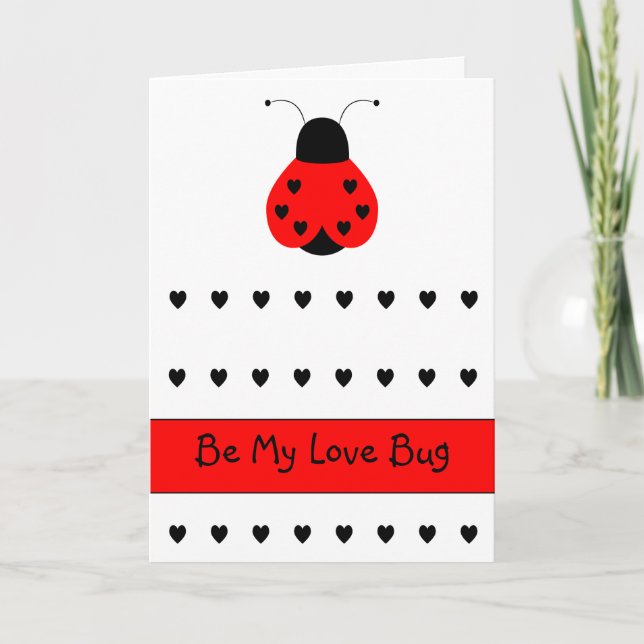 Cute Heart Ladybug Valentine Greeting Card (Front)