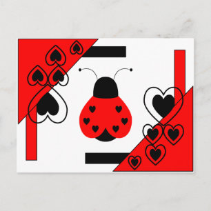 Cute Heart Ladybug Valentine Postcard