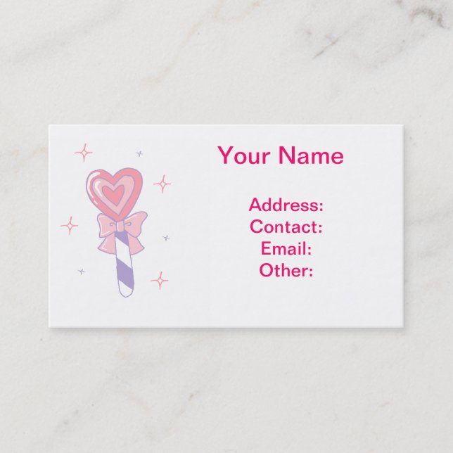 Cute Heart Lollipop Business Card (Front)