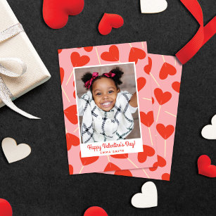 Cute Heart Lollipops Valentine's Day Photo Card