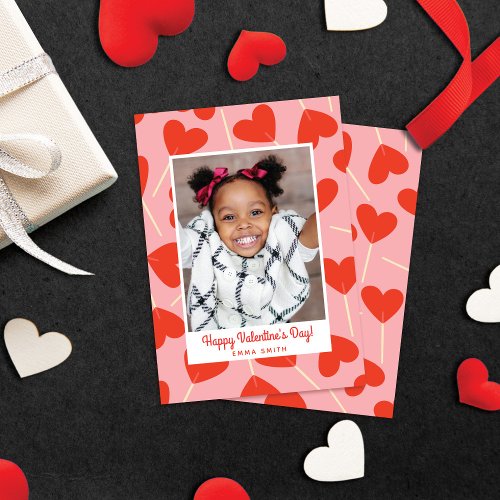 Cute Heart Lollipops Valentines Day Photo Card