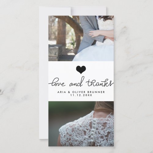 Cute Heart Love And Thanks Typography Wedding Thank You Card