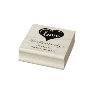Cute Heart Love Script Return Address Rubber Stamp