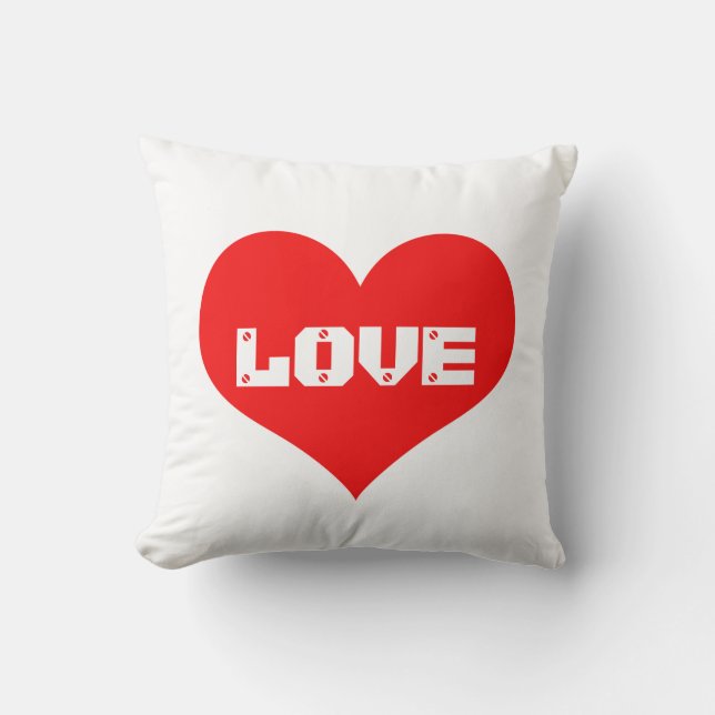 Cute Heart Love Valentine's Day Red White Decor Throw Pillow (Front)