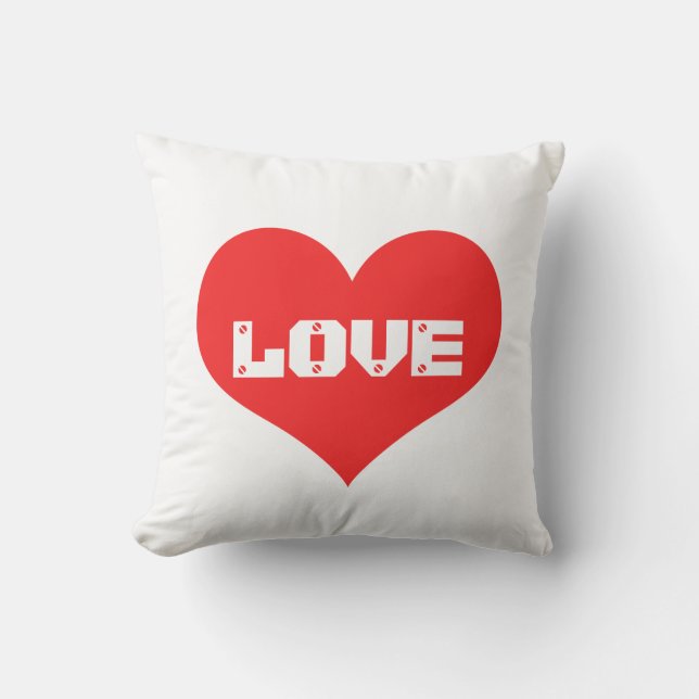 Cute Heart Love Valentine's Day Red White Gift Outdoor Pillow (Front)