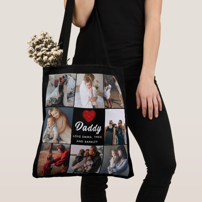 Cute HEART LOVE YOU DAD Father's Day Photo  Tote Bag (Close Up)