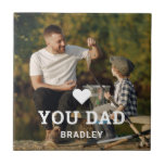 Cute HEART LOVE YOU DAD Photo Names Ceramic Tile<br><div class="desc">Cute HEART LOVE YOU DAD Photo Names Decorative Tiles features your favorite photo with the text "(love heart) you Dad" in modern white script with your names below. Personalize by editing the text in the text box provided and adding your own picture. Perfect for Christmas, birthday and Father's Day gifts....</div>