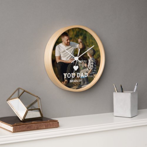 Cute HEART LOVE YOU DAD Photo Names Clock