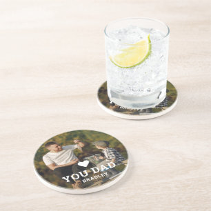 Cute HEART LOVE YOU DAD Photo Names Coaster
