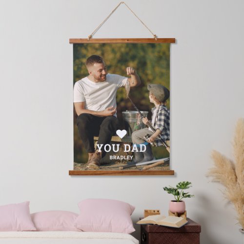 Cute HEART LOVE YOU DAD Photo Names Hanging Tapestry
