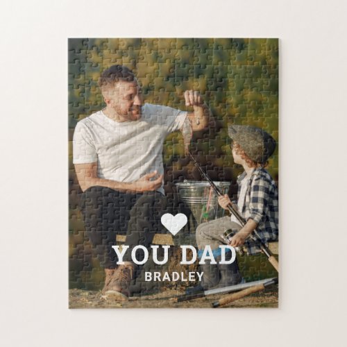 Cute HEART LOVE YOU DAD Photo Names Jigsaw Puzzle