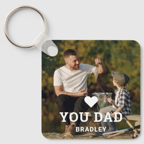 Cute HEART LOVE YOU DAD Photo Names Keychain