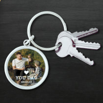 Cute HEART LOVE YOU DAD Photo Names Keychain