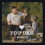 Cute HEART LOVE YOU DAD Photo Names Trivet<br><div class="desc">Cute HEART LOVE YOU DAD Photo Names Trivets features your favorite photo with the text "(love heart) you Dad" in modern white script with your names below. Personalize by editing the text in the text box provided and adding your own picture. Perfect for Christmas, birthday and Father's Day gifts. Designed...</div>