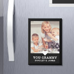 Cute Heart Love You Granny Mother's Day Photo Magnet<br><div class="desc">Cute Heart Love You Granny Mother's Day Photo Magnet features your favorite photo with the text "(love heart) you Granny" in modern script with your names below on a black background. Personalize by editing the text in the text box provided and adding your own picture. Makes the perfect personalized gift...</div>