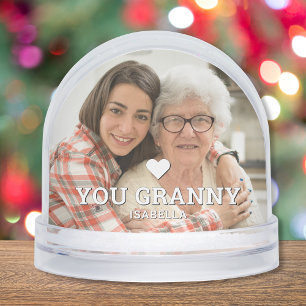 Cute HEART LOVE YOU GRANNY Mother's Day Photo Snow Globe