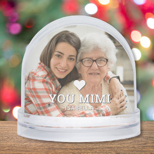 Cute HEART LOVE YOU MIMI Mother's Day Photo Snow Globe